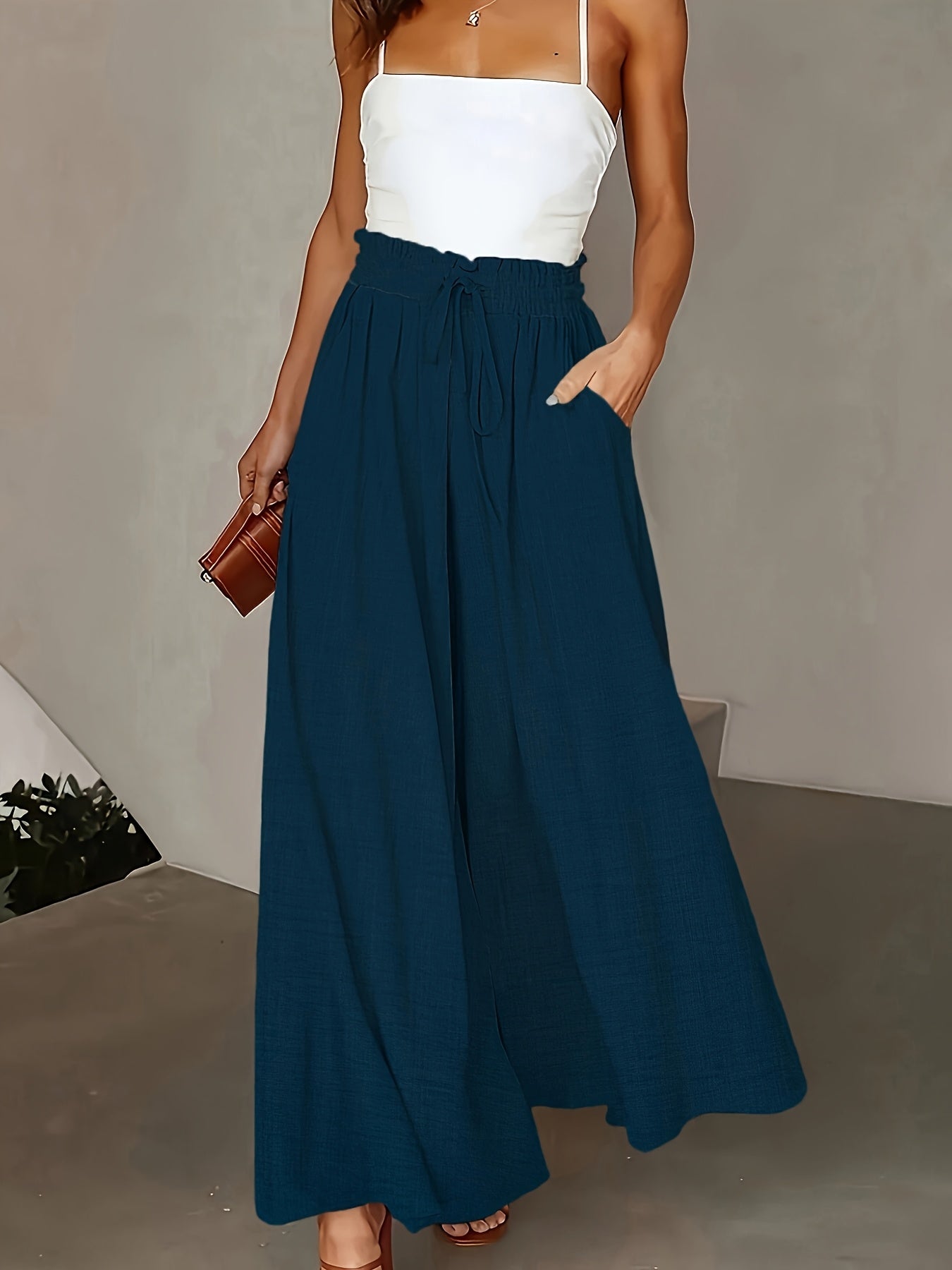Elegante High-Waist-Hose mit weitem Bein für Damen