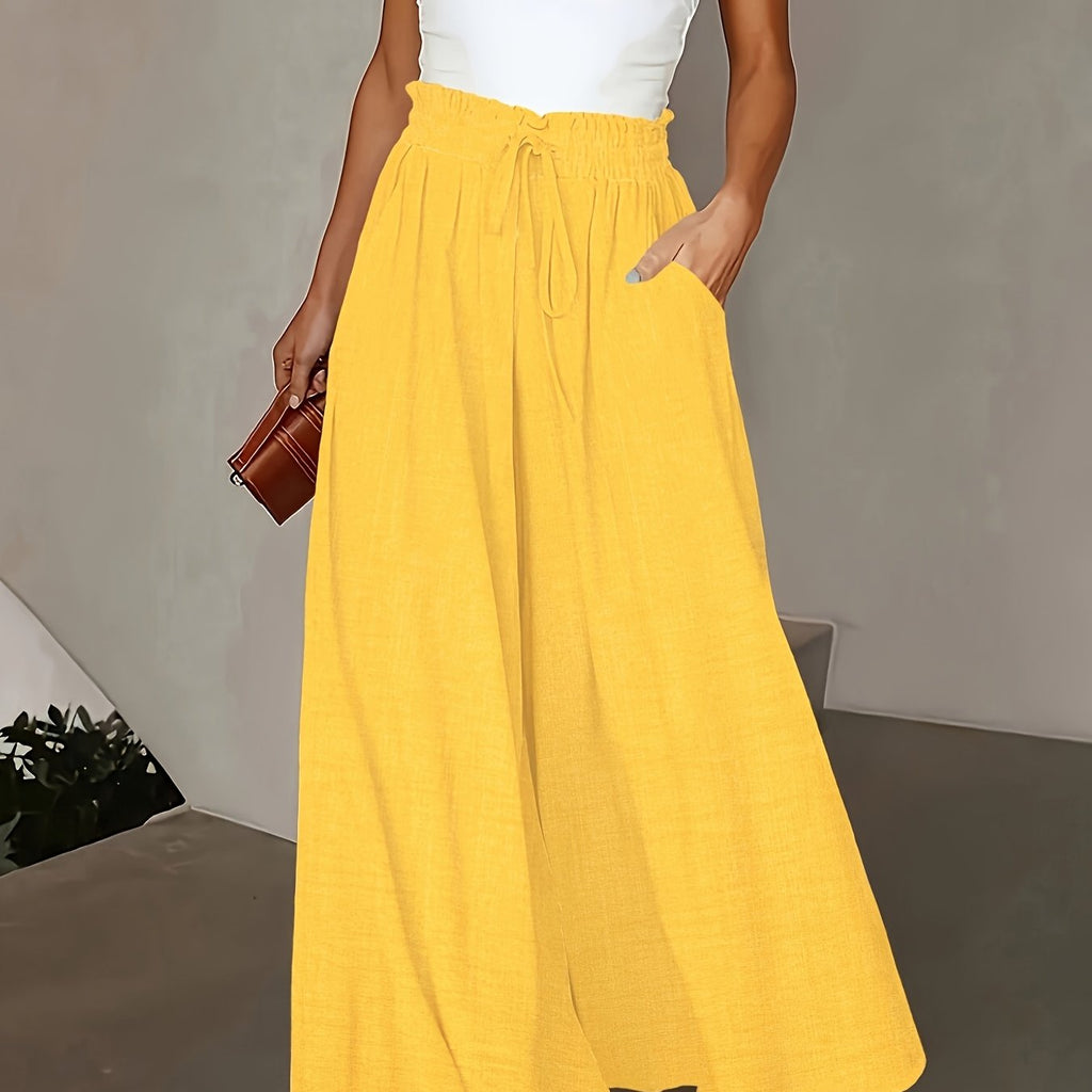 Elegante High-Waist-Hose mit weitem Bein für Damen