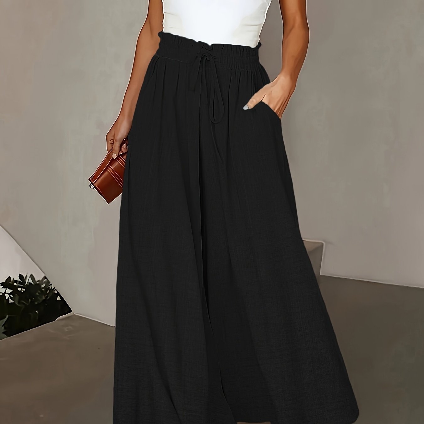 Elegante High-Waist-Hose mit weitem Bein für Damen
