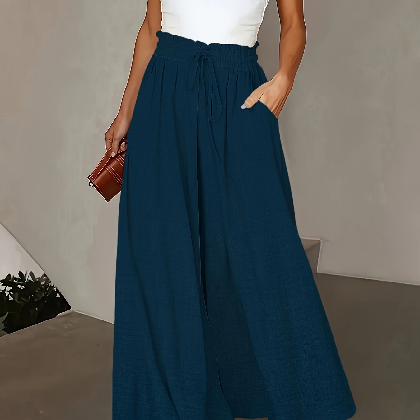 Elegante High-Waist-Hose mit weitem Bein für Damen
