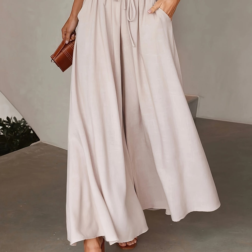Elegante High-Waist-Hose mit weitem Bein für Damen
