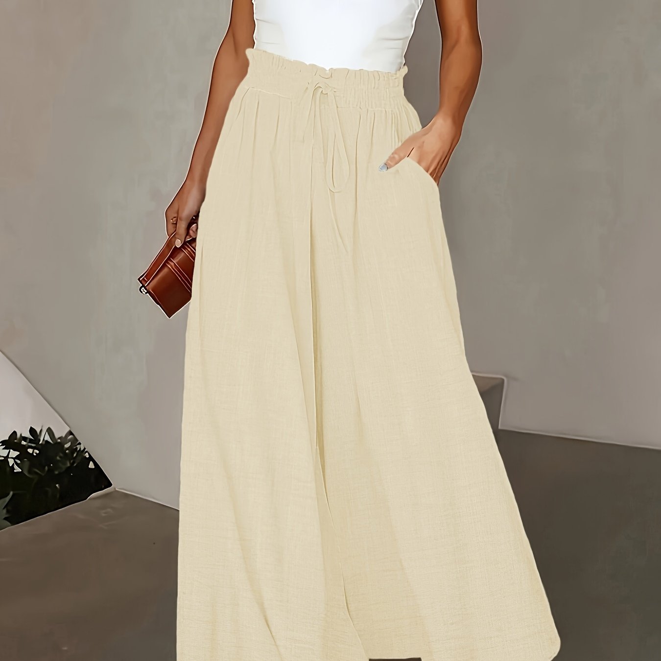 Elegante High-Waist-Hose mit weitem Bein für Damen