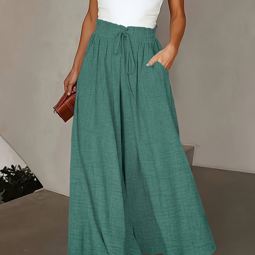 Elegante High-Waist-Hose mit weitem Bein für Damen