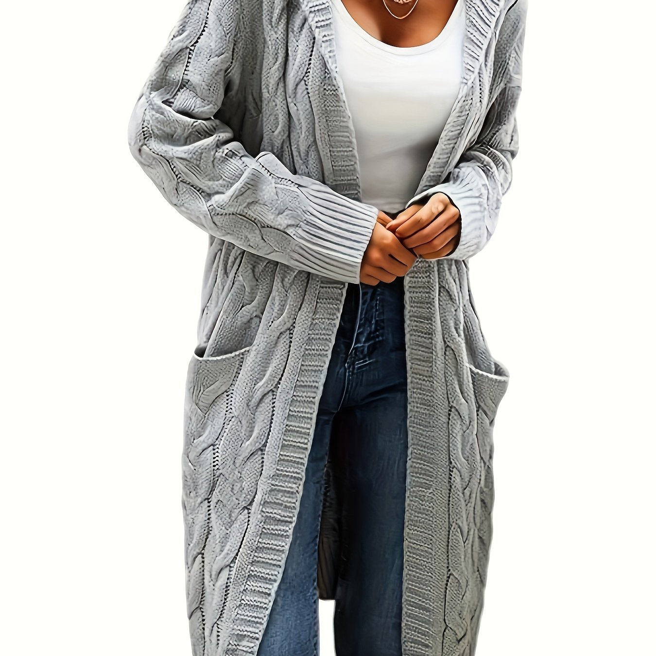 Damen-Cardigan mit offener Vorderseite und Taschen