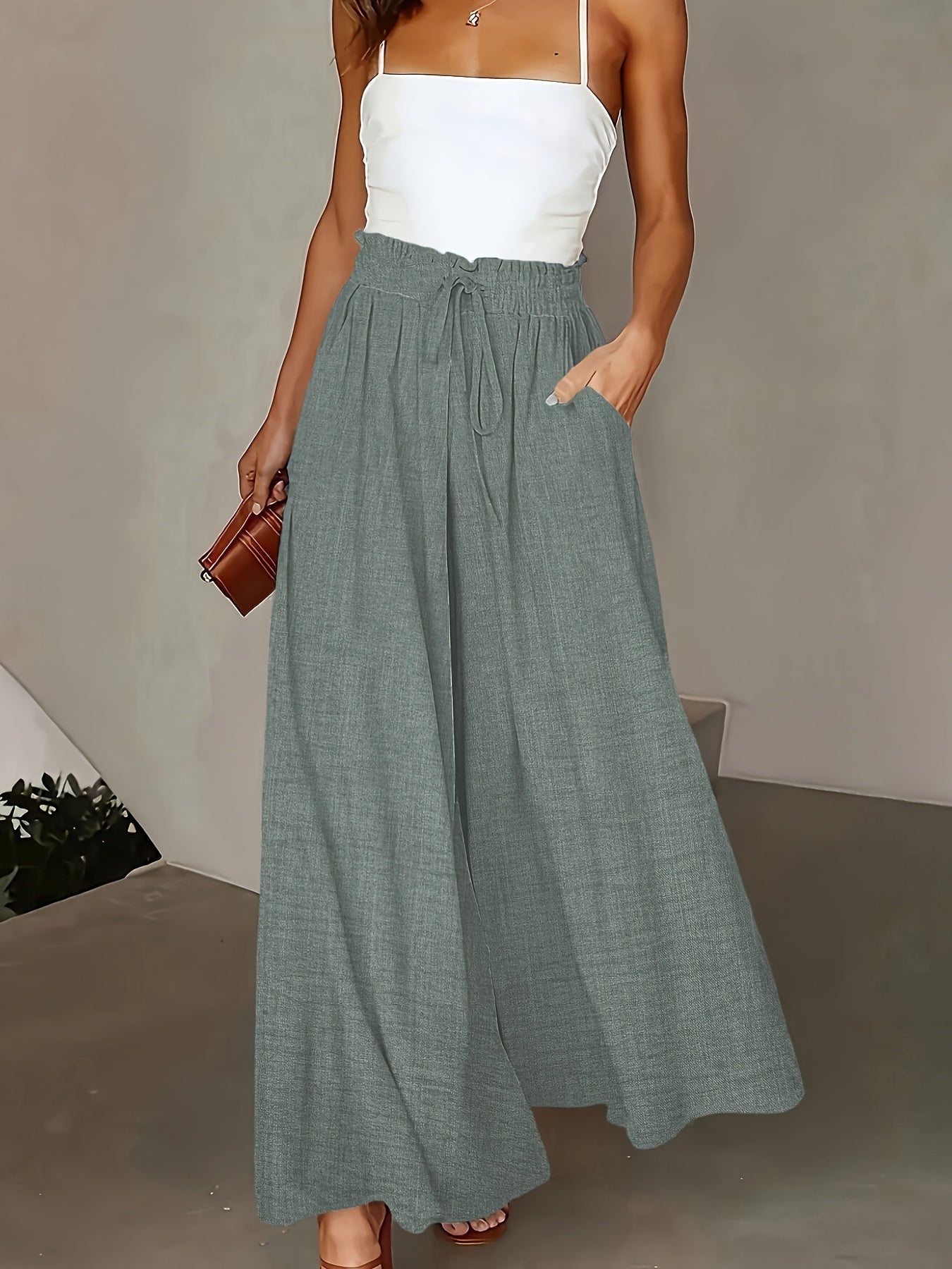 Elegante High-Waist-Hose mit weitem Bein für Damen