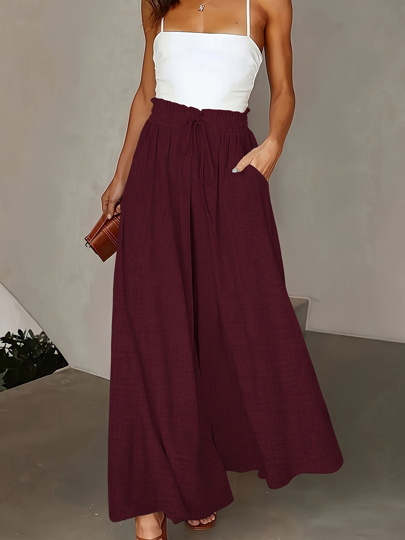 Elegante High-Waist-Hose mit weitem Bein für Damen