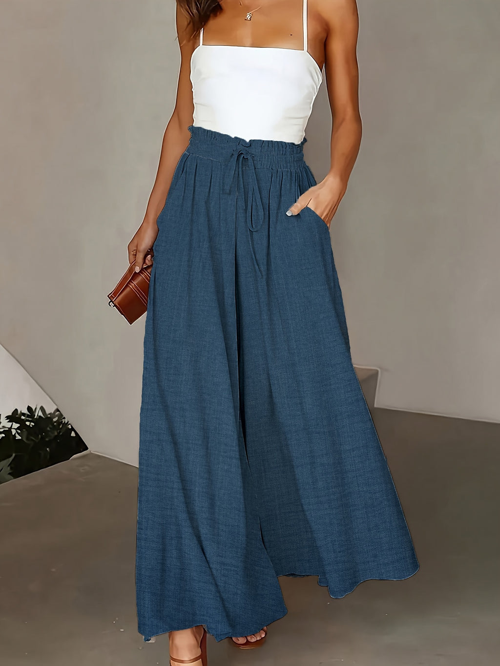 Elegante High-Waist-Hose mit weitem Bein für Damen