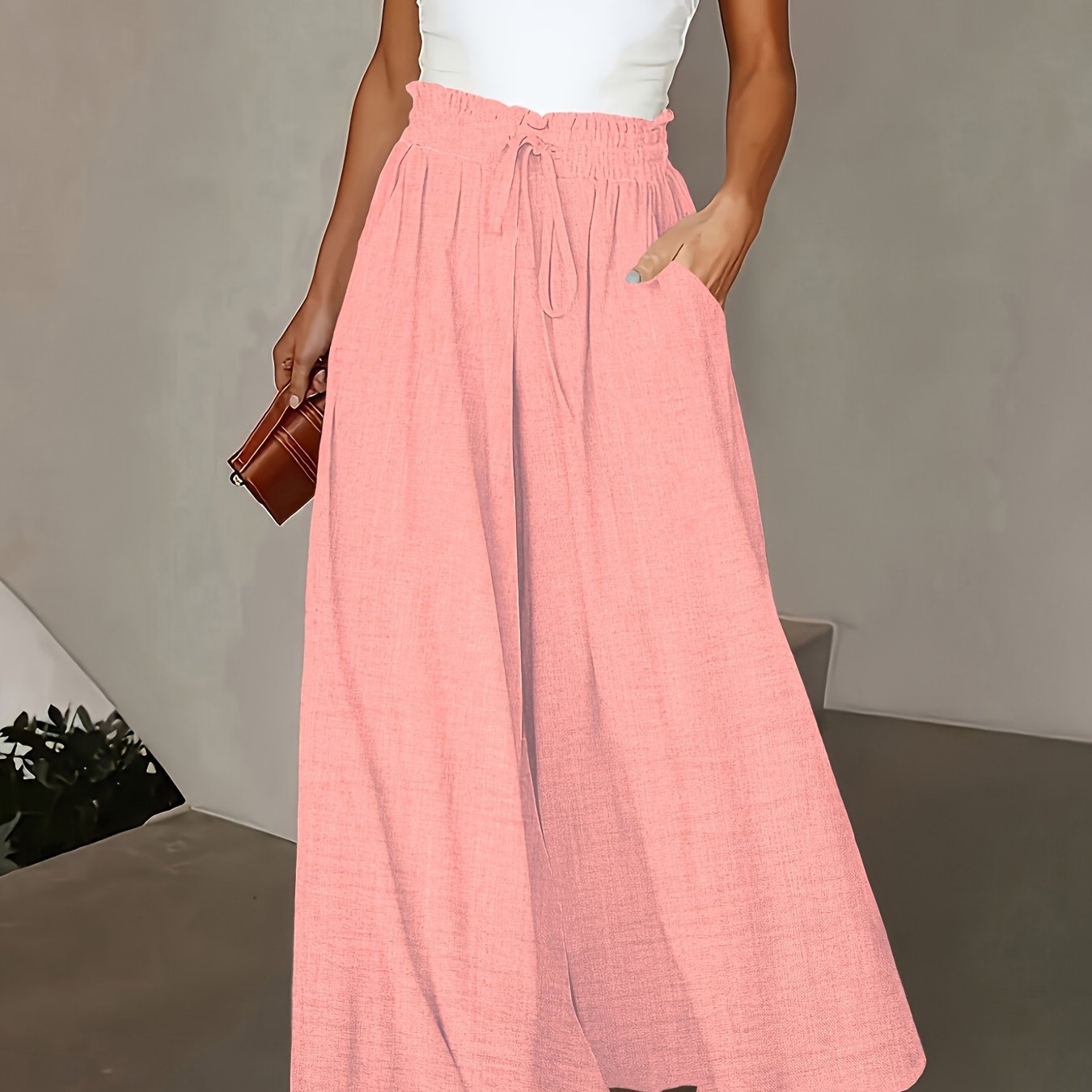 Elegante High-Waist-Hose mit weitem Bein für Damen