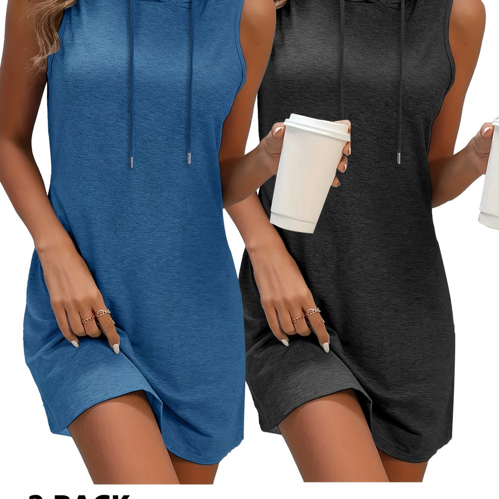 Damen-Set: Kapuzenkleid mit bunter Weste