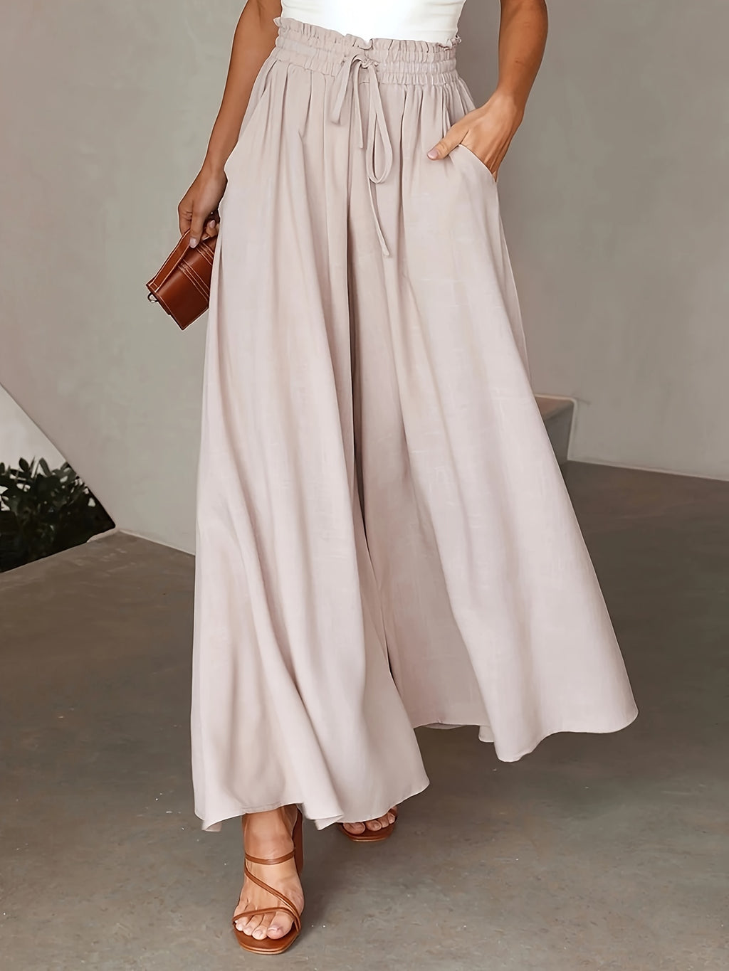 Elegante High-Waist-Hose mit weitem Bein für Damen