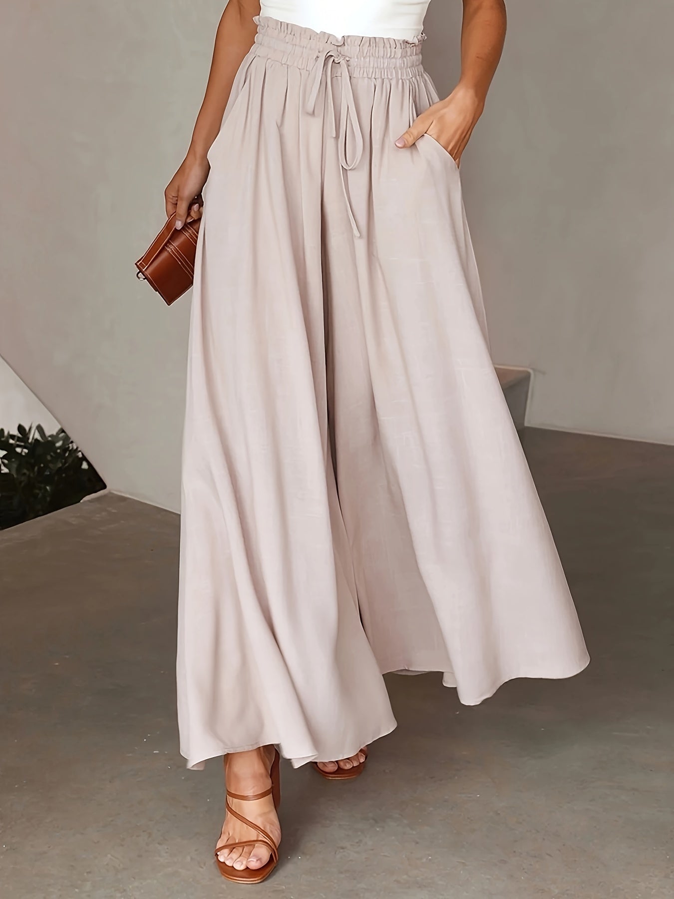 Elegante High-Waist-Hose mit weitem Bein für Damen